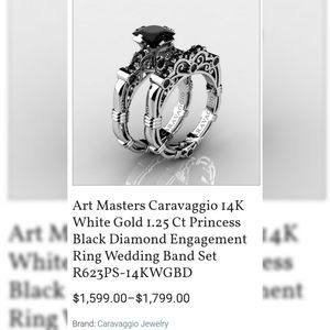 Size 5 Black Diamond Engagement and Wedding Bands